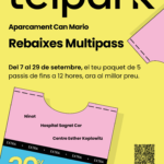 Promoció aparcament Telpark  Del 7 al 29 de setembre 2026